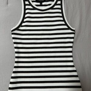White House Black Market Black and White Striped Tank Top